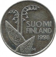 Монета 10 пенни.1998 год, Финляндия.
