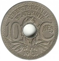 10 сантимов.  1931 год, Франция.