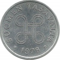 Монета 1 пенни. 1978 год, Финляндия.