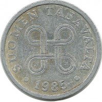 Монета 5 пенни.1985 год, Финляндия.