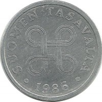 Монета 5 пенни.1986 год, Финляндия.
