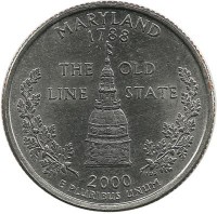 Мэриленд (Maryland). Монета 25 центов (квотер), 2000 г. D.  CША. 