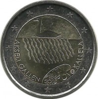  150 лет со дня рождения Аксели Галлен-Каллела. Монета 2 евро. 2015 год, Финляндия. UNC.