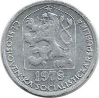 Монета 10 геллеров. 1978 год, Чехословакия.  